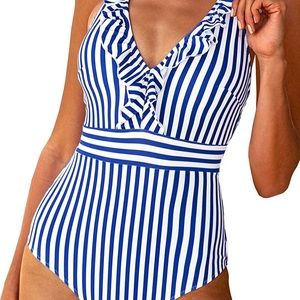 Cupshe NWT blue stripe swimsuit XL
